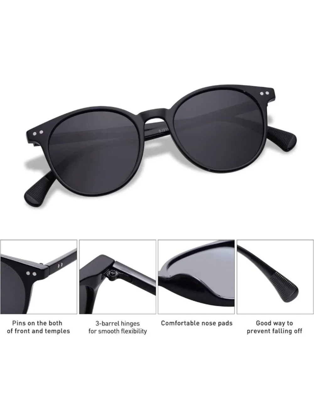 Vintage Round Polarized Sunglasses for Women & Men - UV400 Protection, Classic